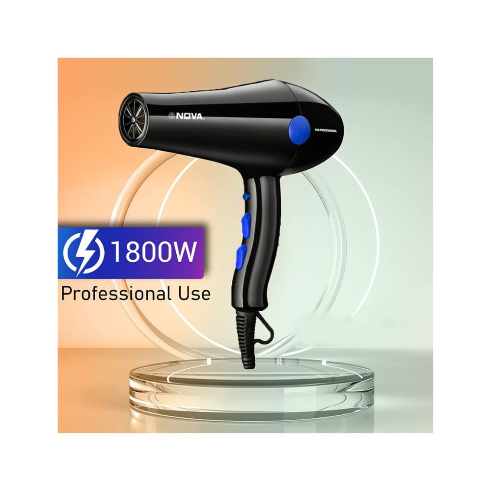 Nova NHP 8216 1800 Watts Proffesional Hair Dryer for Women (Blue)