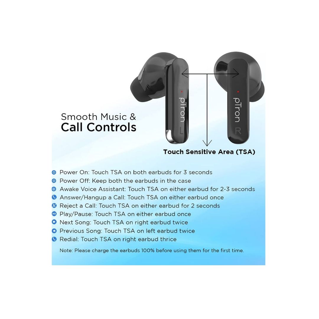 Ptron Bassbuds Duo True Wireless Stereo (TWS) Headphones