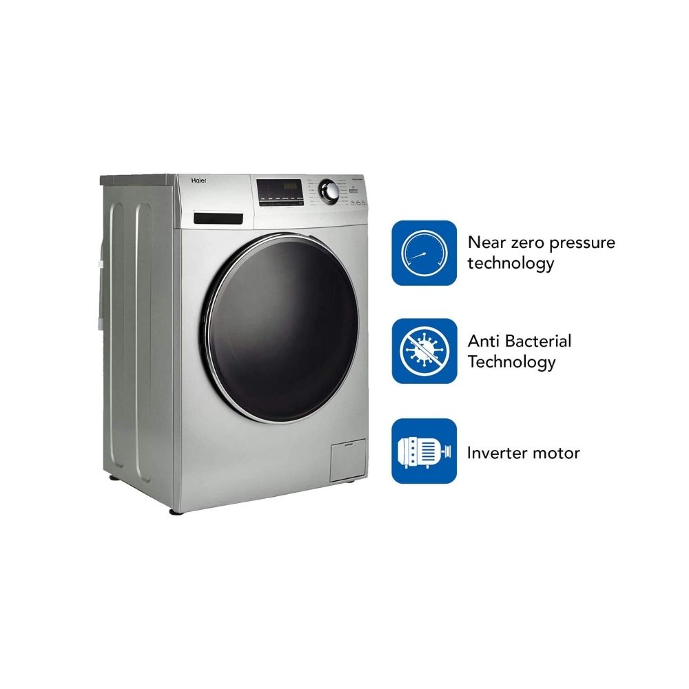 Haier 7 kg Fully-Automatic Front Loading Washing Machine (HW70-B12636NZP, Titanium Grey)