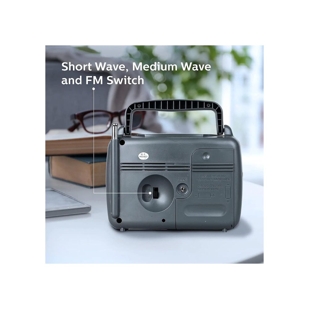 Philips Radio DL167/94 with MW/SW/FM Bands, 2xR20 (UM1),External 3V DC (Optional)
