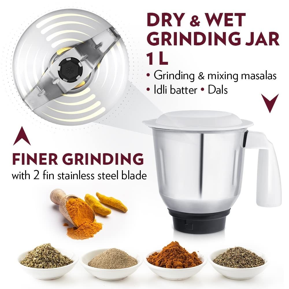BOROSIL HAMG750W28 SuperMax 750W - Red 750 Juicer Mixer Grinder (3 Jars, Red, White)
