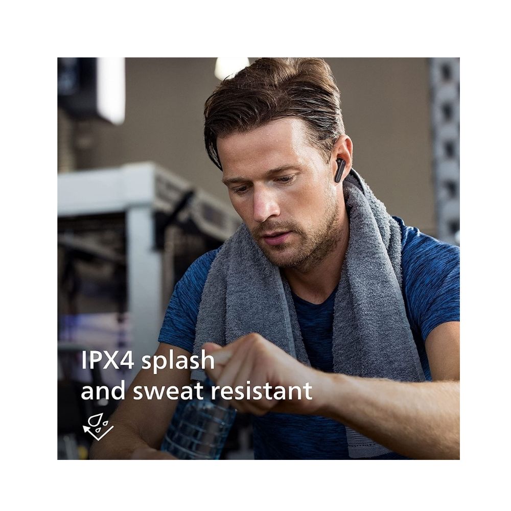 Philips Audio TAT3225 True Wireless (TWS) Headphones with Bluetooth 5.2, IPX4 and 24 Hours (6+18) Play time, Black