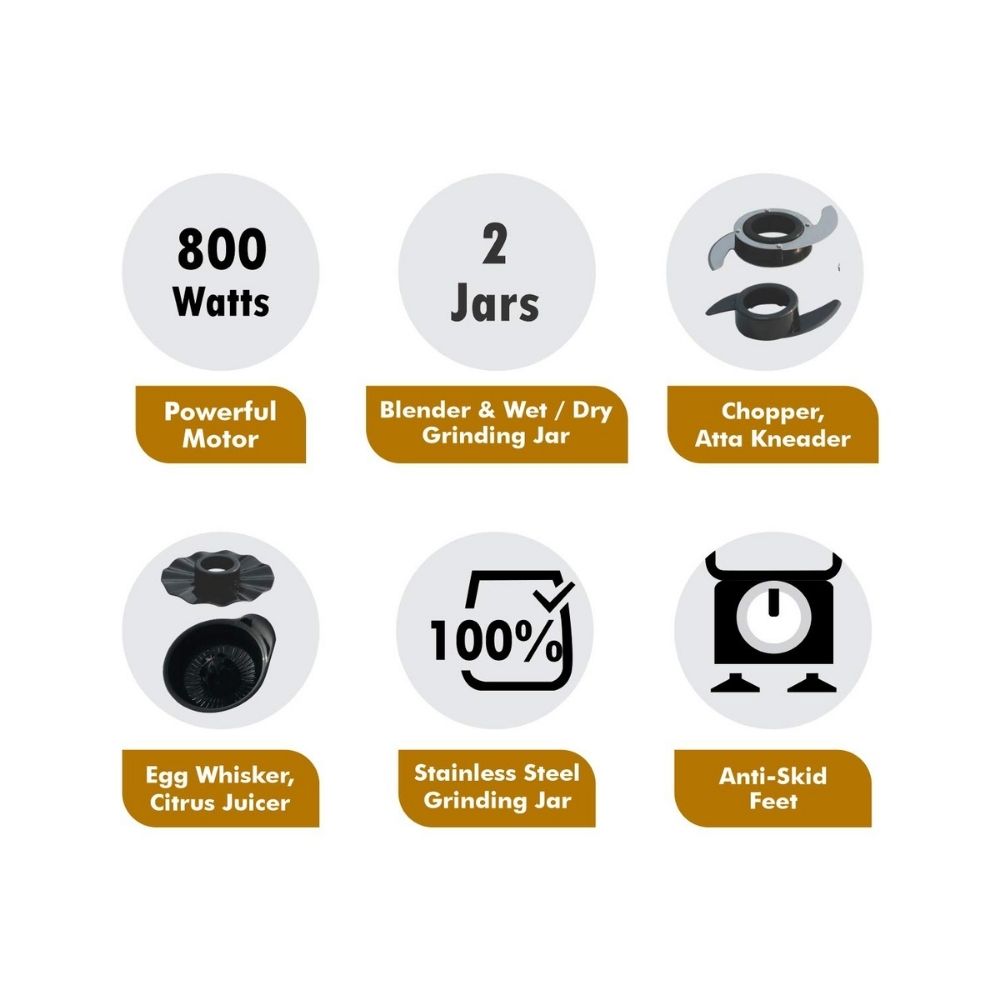 Inalsa Mixer Grinder/Food Processor 800 W- Verve