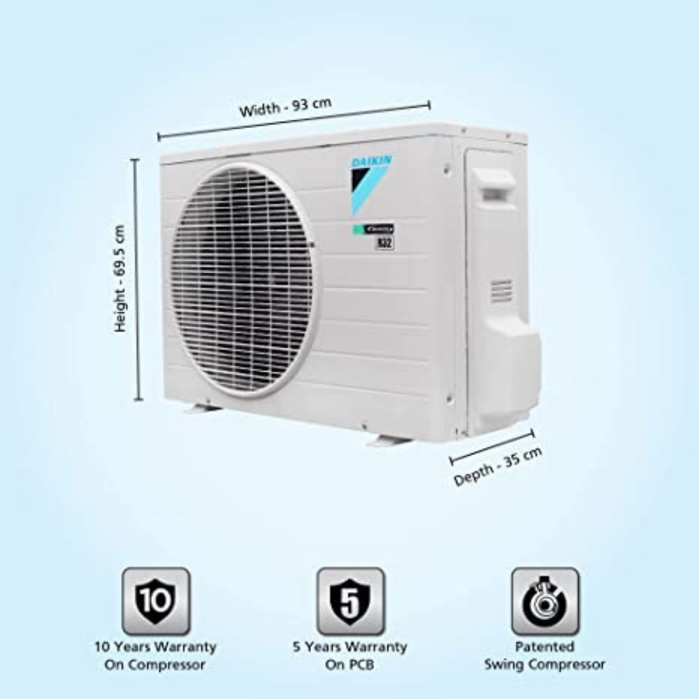 Daikin 1.5 Ton 5 Star Highest ISEER (5.8), Dew Clean Technology, Inverter Split AC (Copper, PM 2.5, 2022, FTKF50U, White)