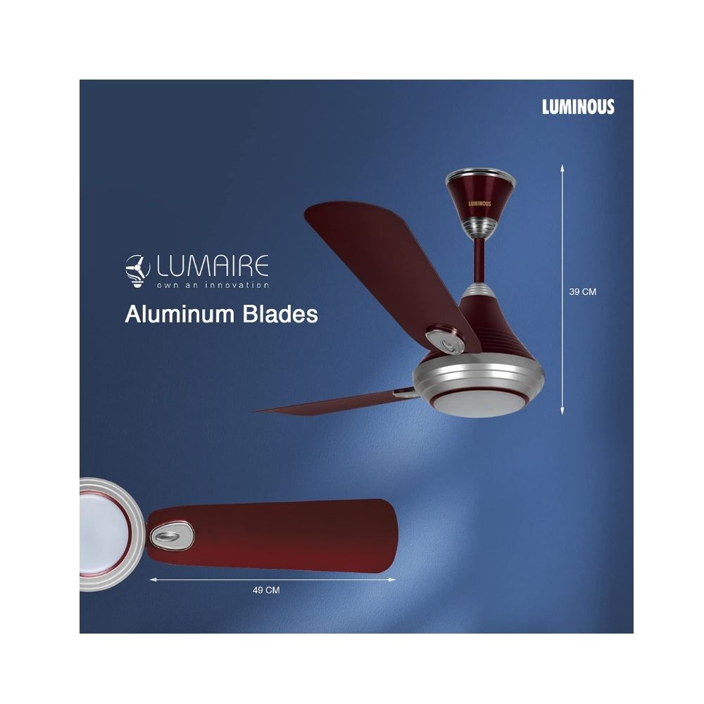 Luminous Lumaire 1200mm Ceiling Fan with Remote Control & LED Light (Wine Red)