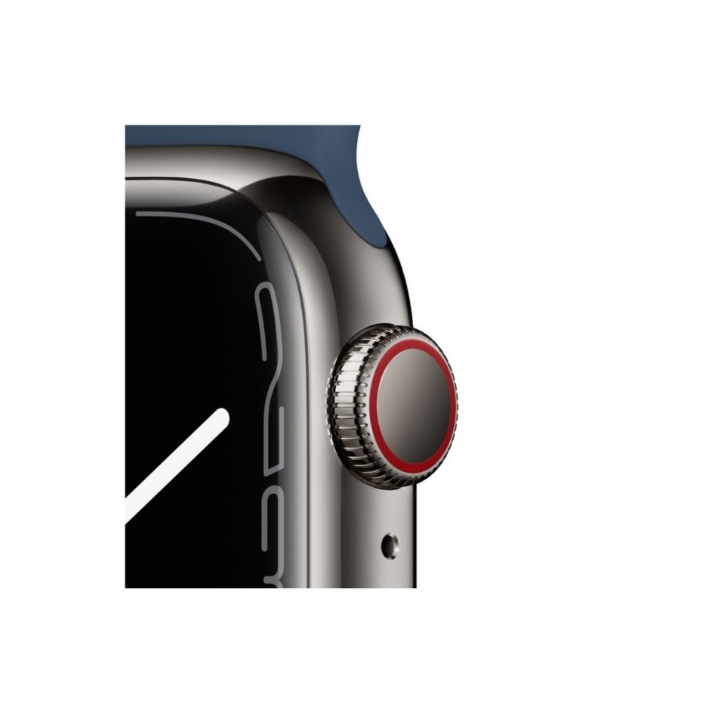Apple Watch Series 7 GPS + Cellular, MKJ13HN/A 41 mm Stainless Steel Case  (Grey Strap, Regular)