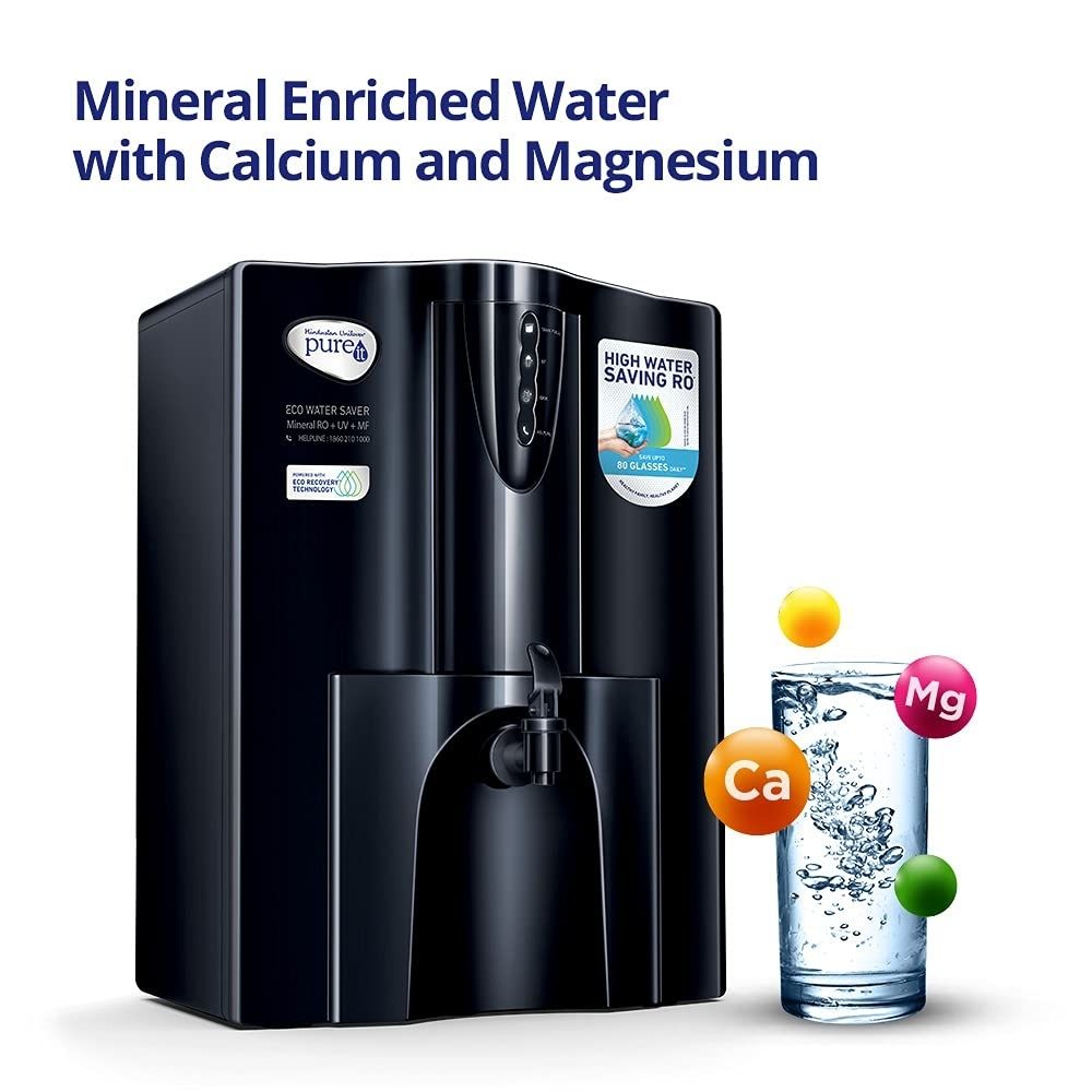 HUL Pureit Eco Water Saver Mineral RO+UV+MF  Black 10L Water Purifier