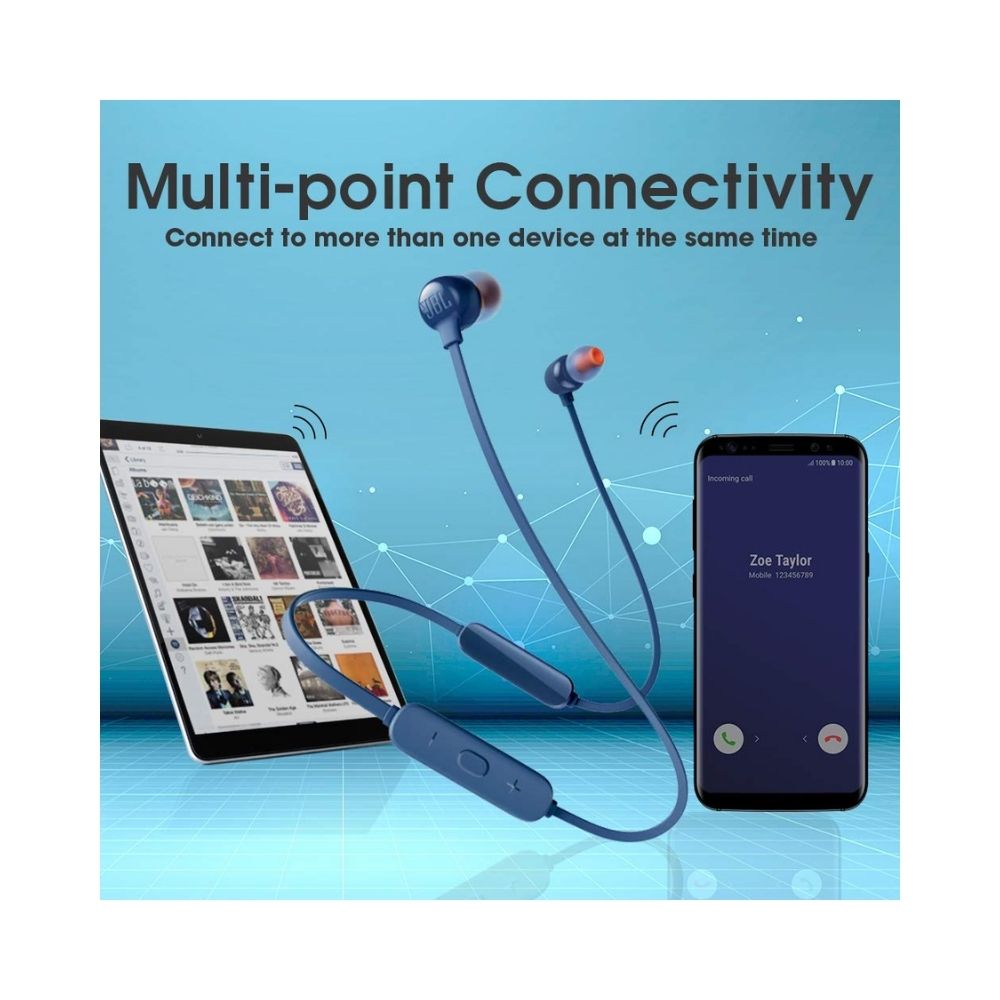 JBL Tune 115BT Wireless Bluetooth in Ear Neckband Headphones with Mic (Blue)