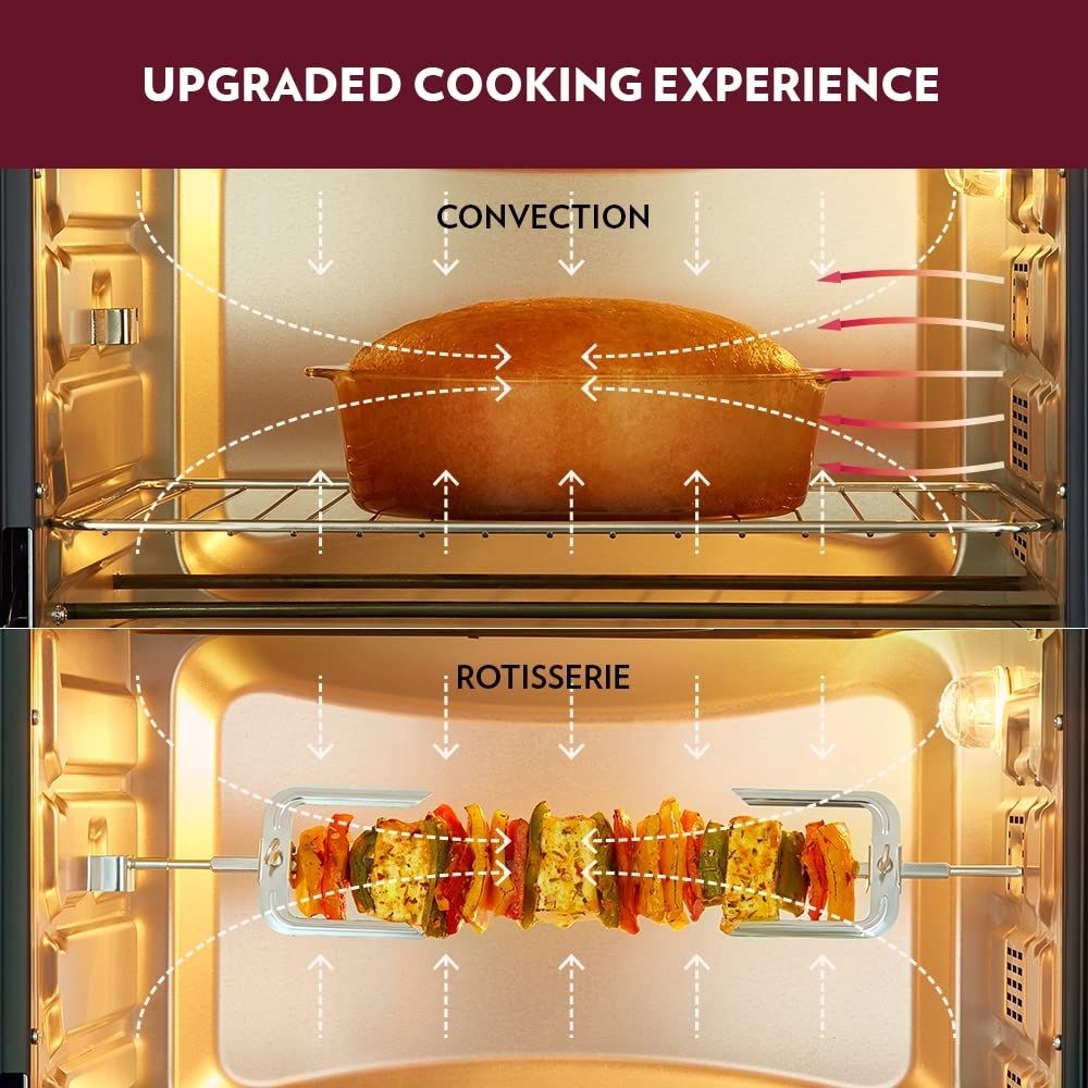 Borosil Pro 42 L Oven Toaster  Griller Motorised Rotisserie  Convection Heating 6 Heating Modes Black