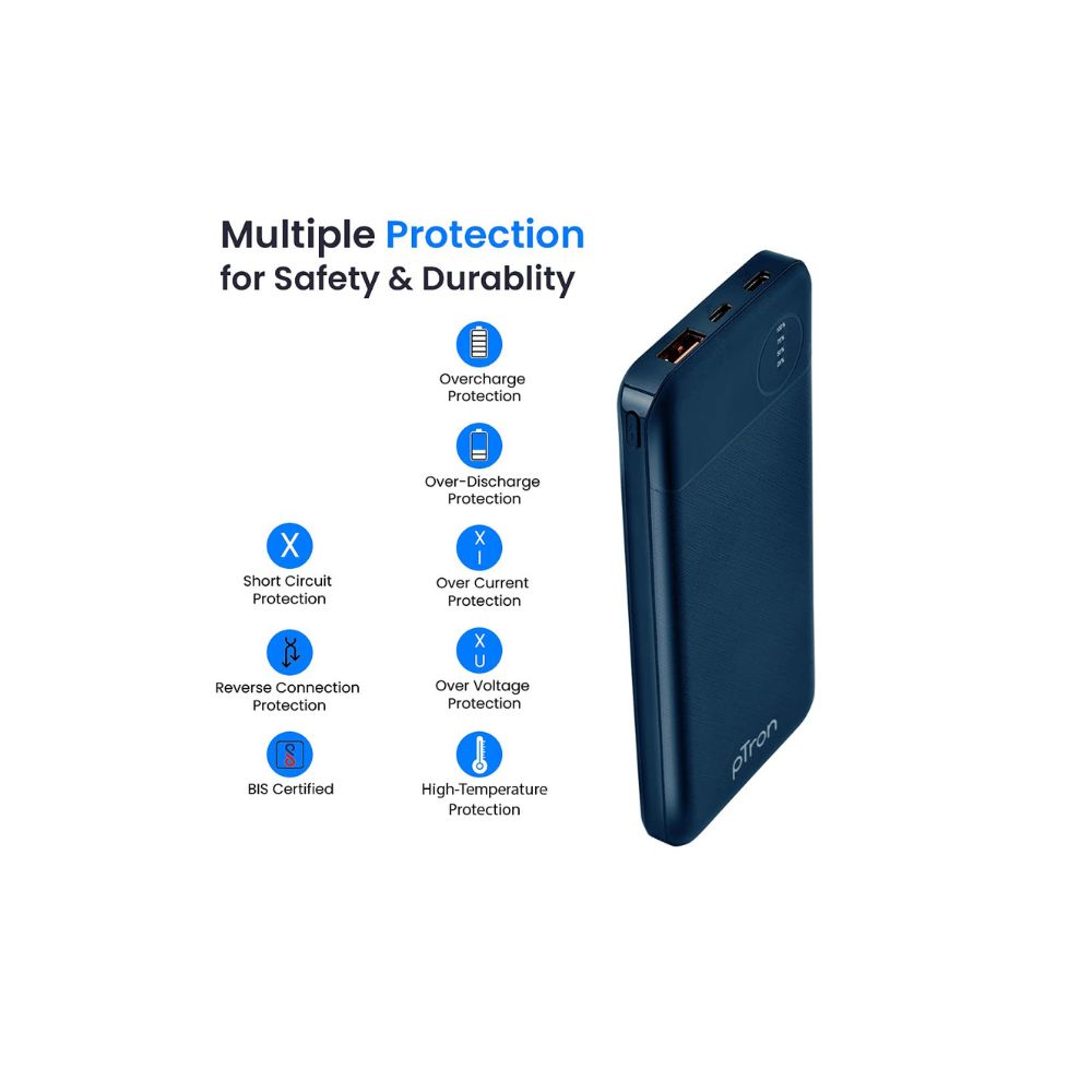 PTron 10000 mAh lithium_polymer Dynamo Pro Power Bank with 18 Watt Fast Charging, Black