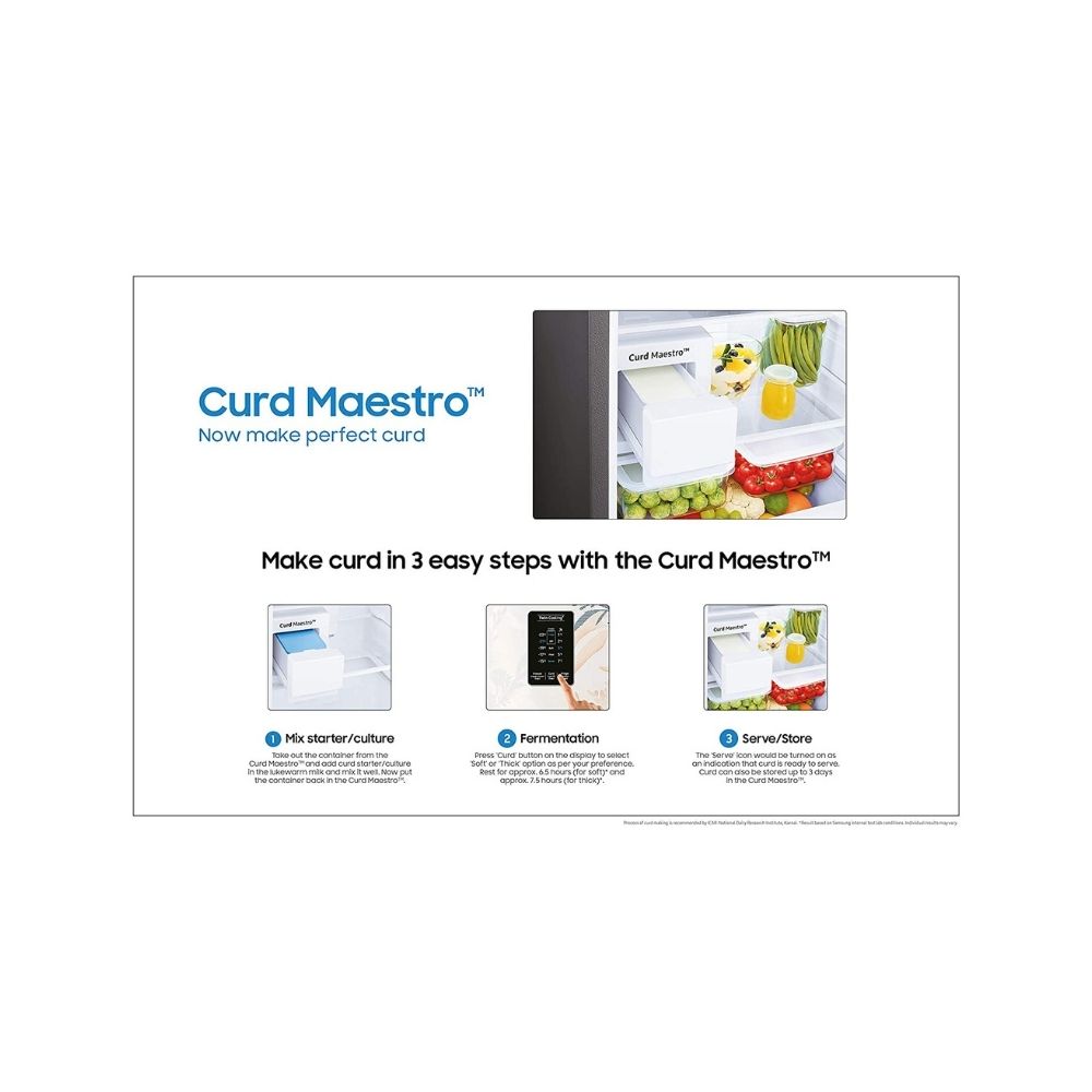 Samsung 244 L 3 Star Frost-Free Double Door Refrigerator (RT28T3C23NV/HL, Inox Wave, Base Stand with Drawer, Curd Maestro, Convertible)