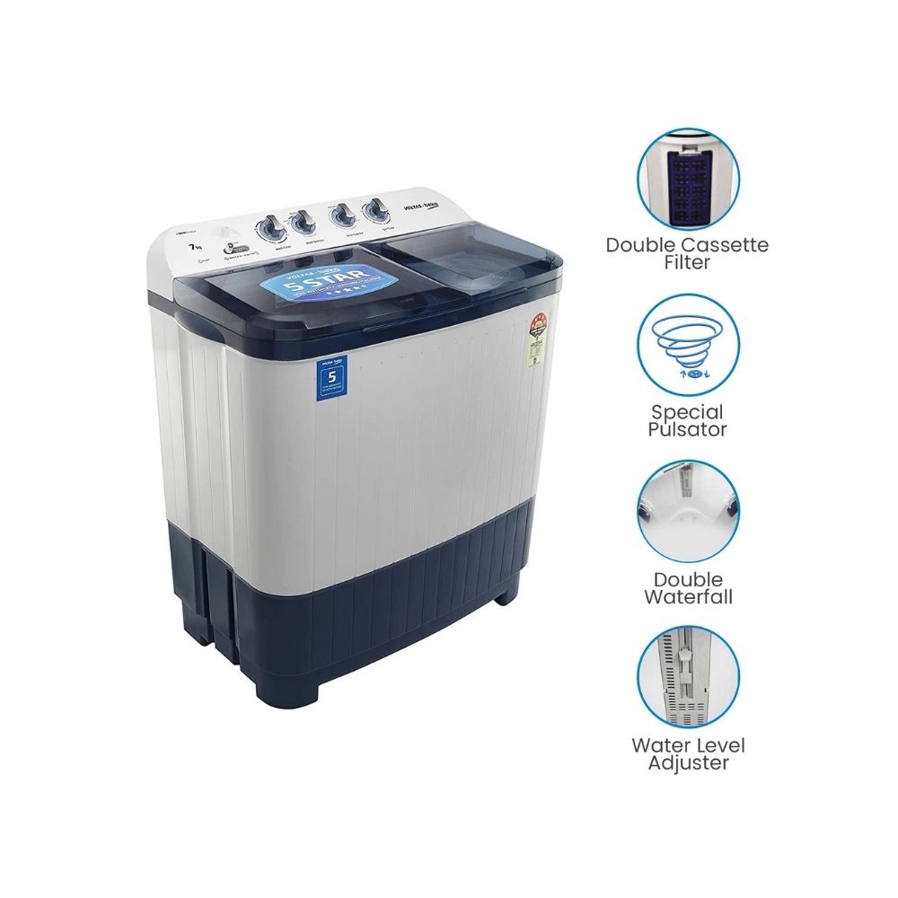 Voltas Beko 7 kg Semi Automatic Top Load White, Blue  (WTT70DBLT)