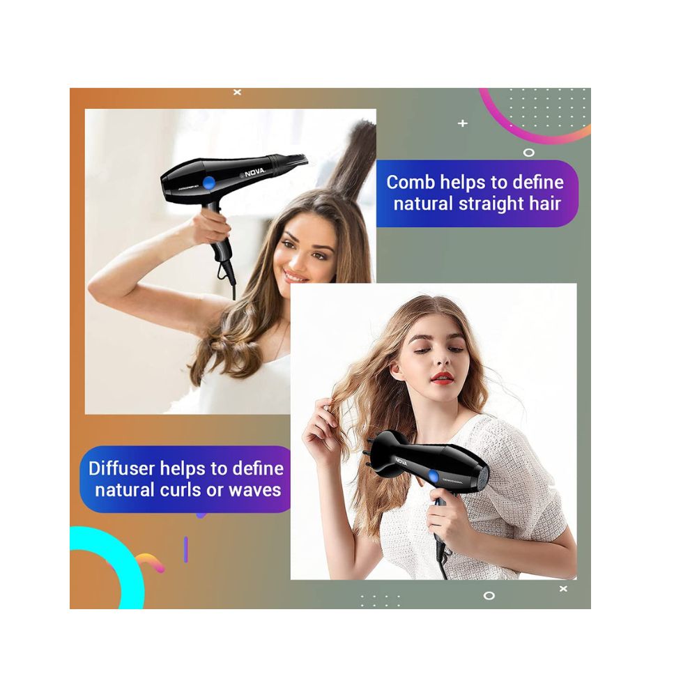 Nova NHP 8221 1800 Watts Proffesional Hair Dryer for Women (Blue)