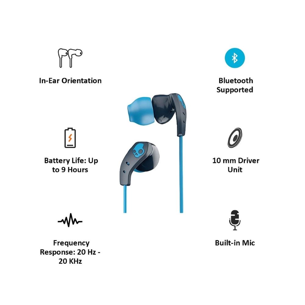 Skullcandy Method Bluetooth Headset with Mic  (Navy Blue, In the Ear)
