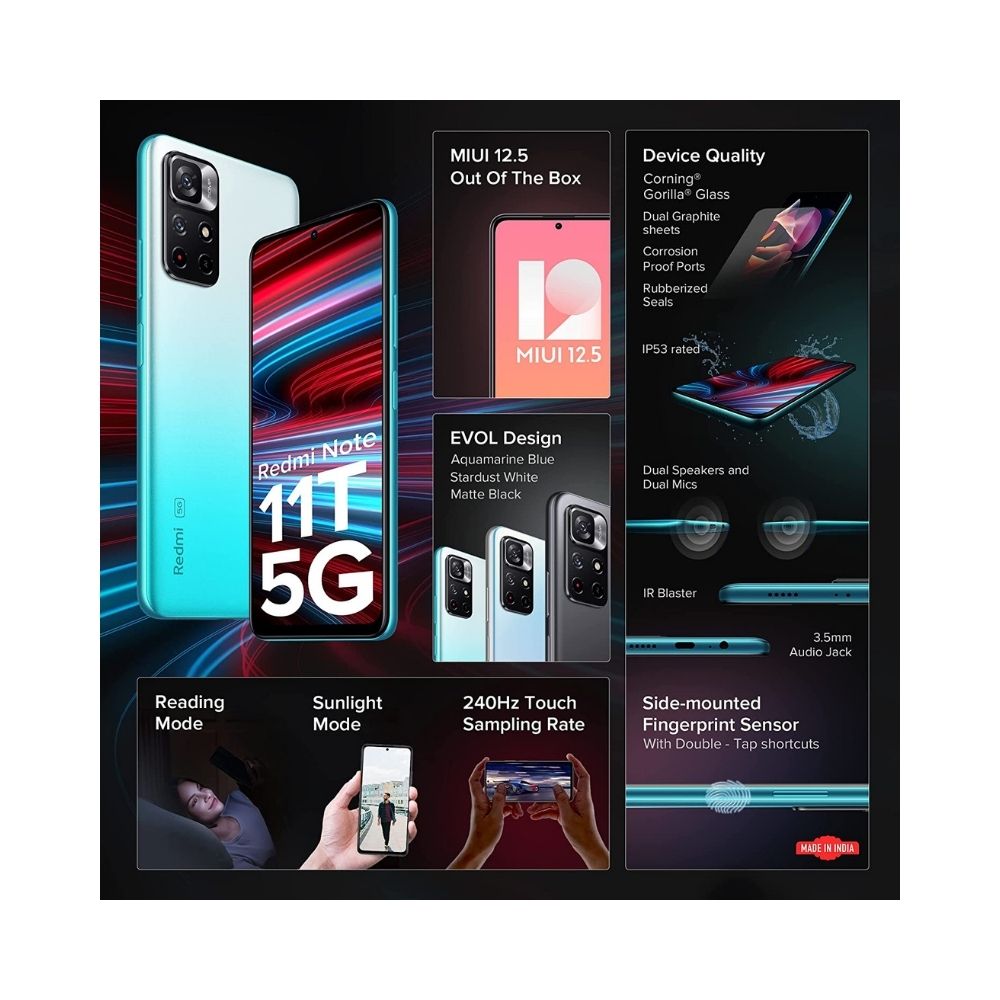 Redmi Note 11T 5G (Aquamarine Blue 6GB RAM 128GB ROM)