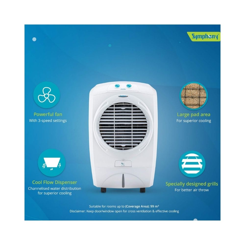 Symphony Siesta 45 Desert Cooler - 45 L, White