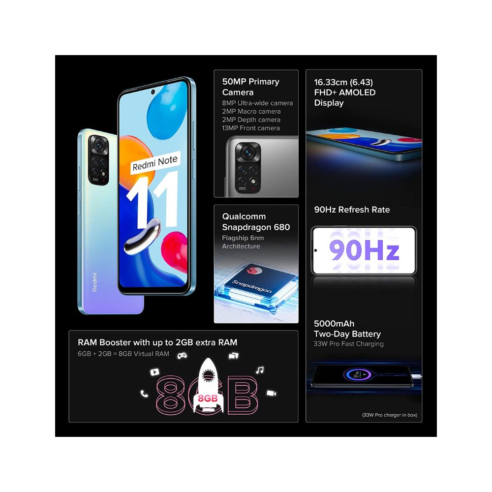 Redmi Note 11 (Starburst White, 4GB RAM, 64GB Storage)