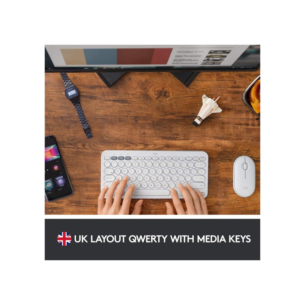 Logitech K380 Wireless Multi-Device Keyboard for Windows, Apple iOS, Apple TV Android or Chrome(Off White)