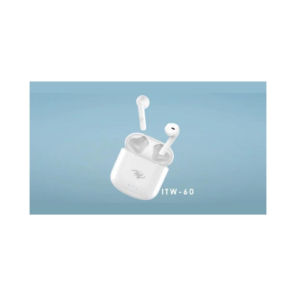 Itel ITW60 Wireless Bluetooth 5.0 Earbuds Earphones 3D Sound Bluetooth Headset (White, True Wireless)