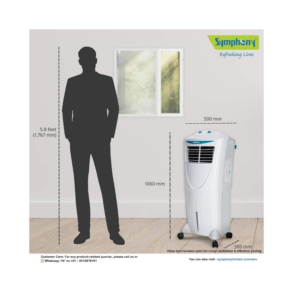Symphony HiCool 45T Modern Personal Air Cooler 45-litres(White)