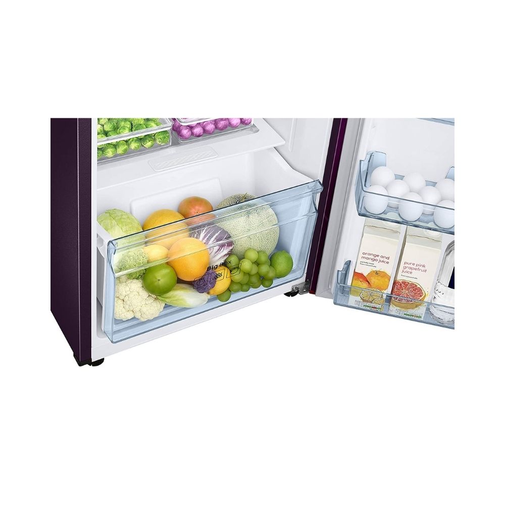 Samsung 253 L 2 Star Inverter Frost-Free Double Door Refrigerator (RT28T3932CR/HL, Camellia Purple, Convertible)