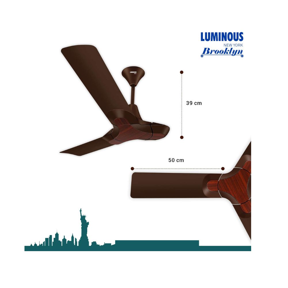 Luminous New York Brooklyn 1200mm 75 Watts Ceiling Fan (Brown, Mahogany)