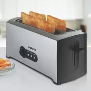 BOROSIL KRISPY 4 SLICE POP-UP TOASTER 1500 W Pop Up Toaster  (Silver)