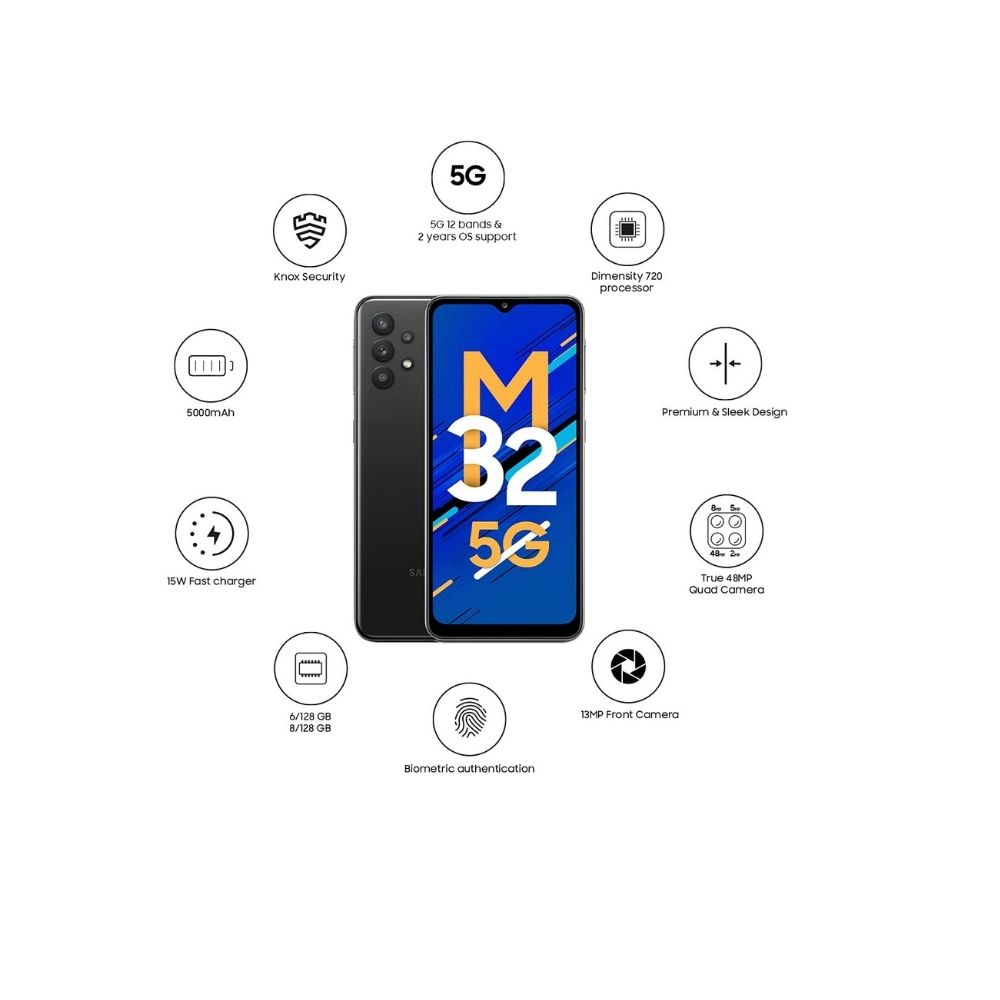 Samsung Galaxy M32 5G (Slate Black, 6GB RAM, 128GB Storage)