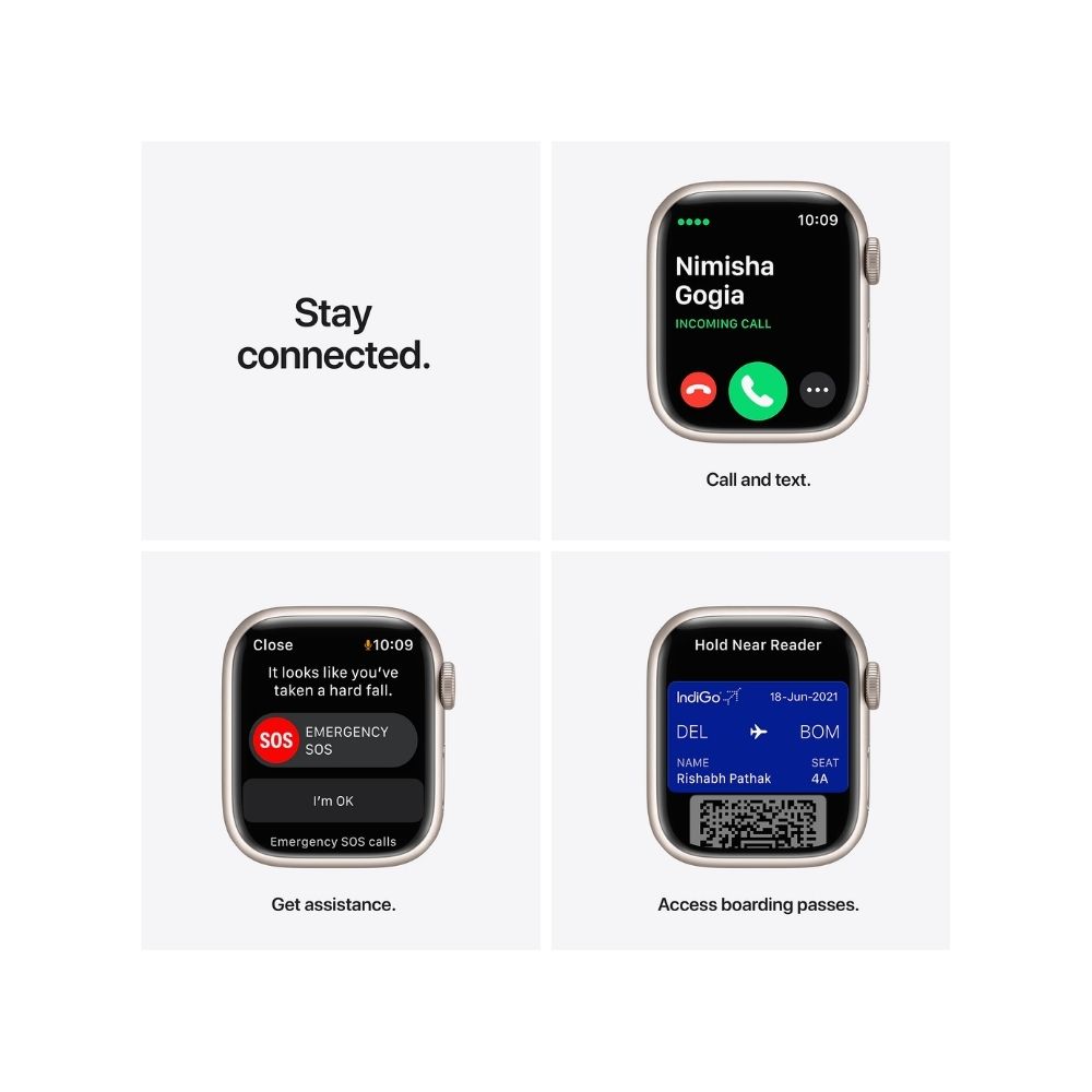 Apple Watch Series 7 GPS + Cellular MKHR3HN/A 41 mm Aluminium Case  (White Strap, Regular)