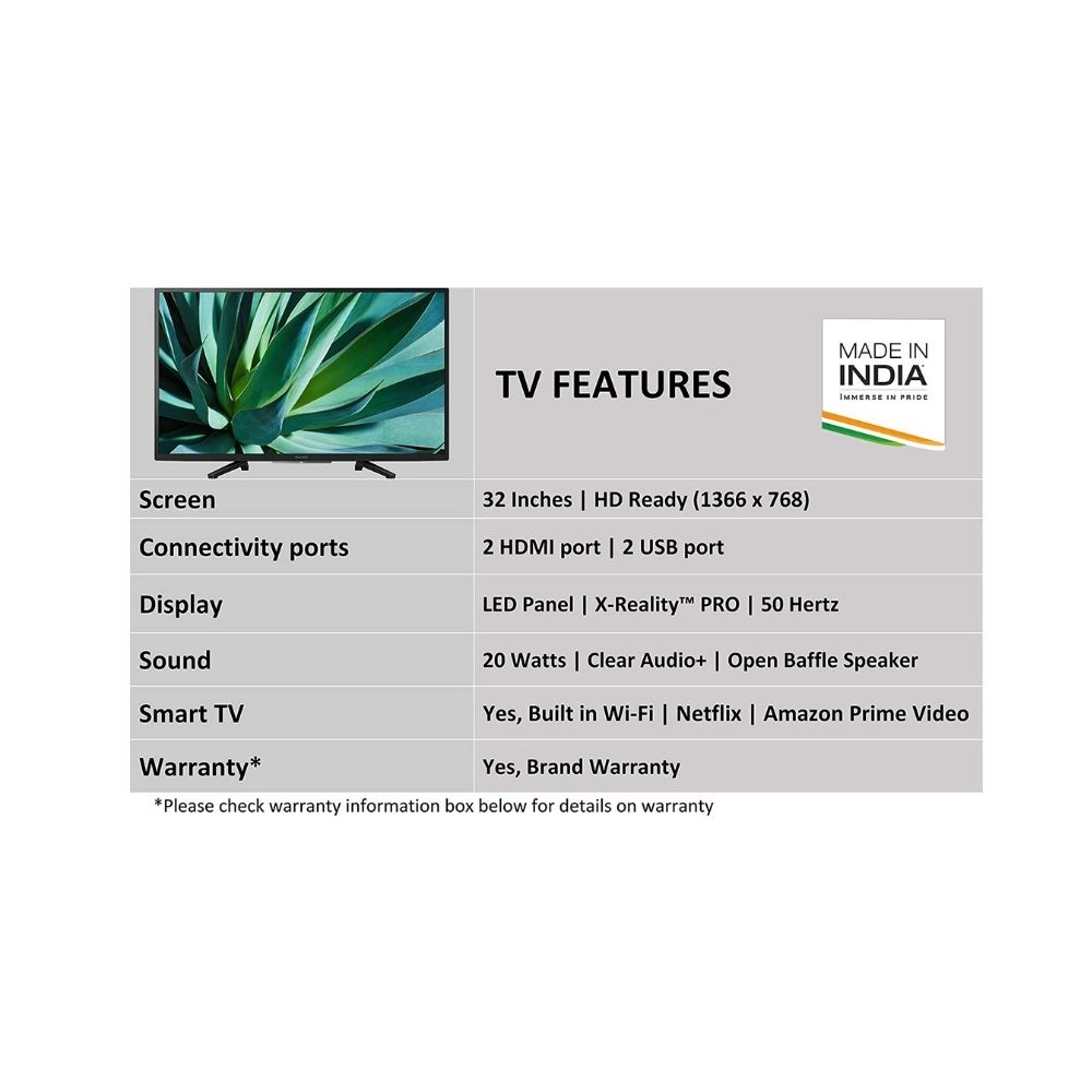 Sony Bravia 80 cm (32 inches) HD Ready Smart LED TV 32W6100
