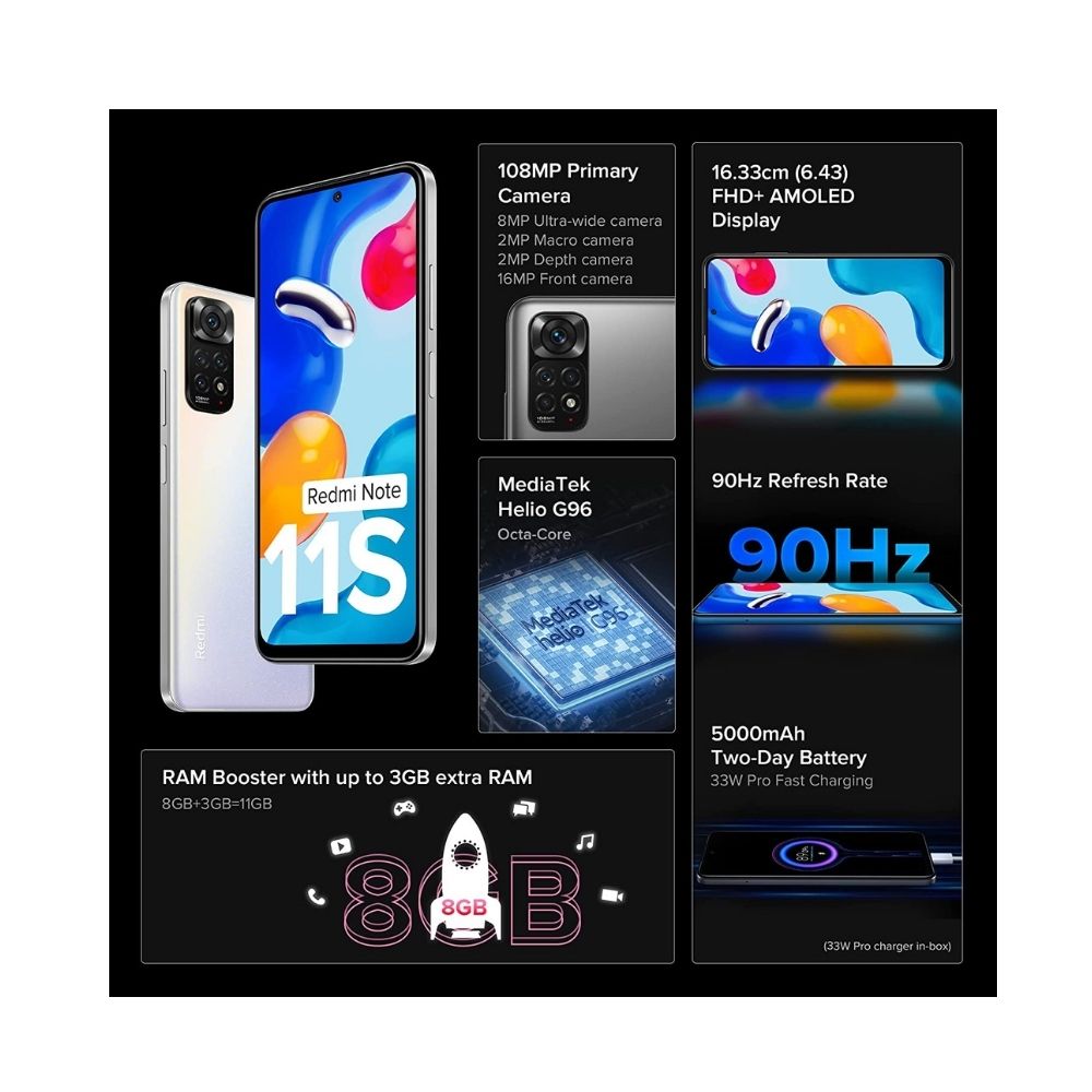 Redmi Note 11S (Polar White, 6GB RAM, 64GB Storage)