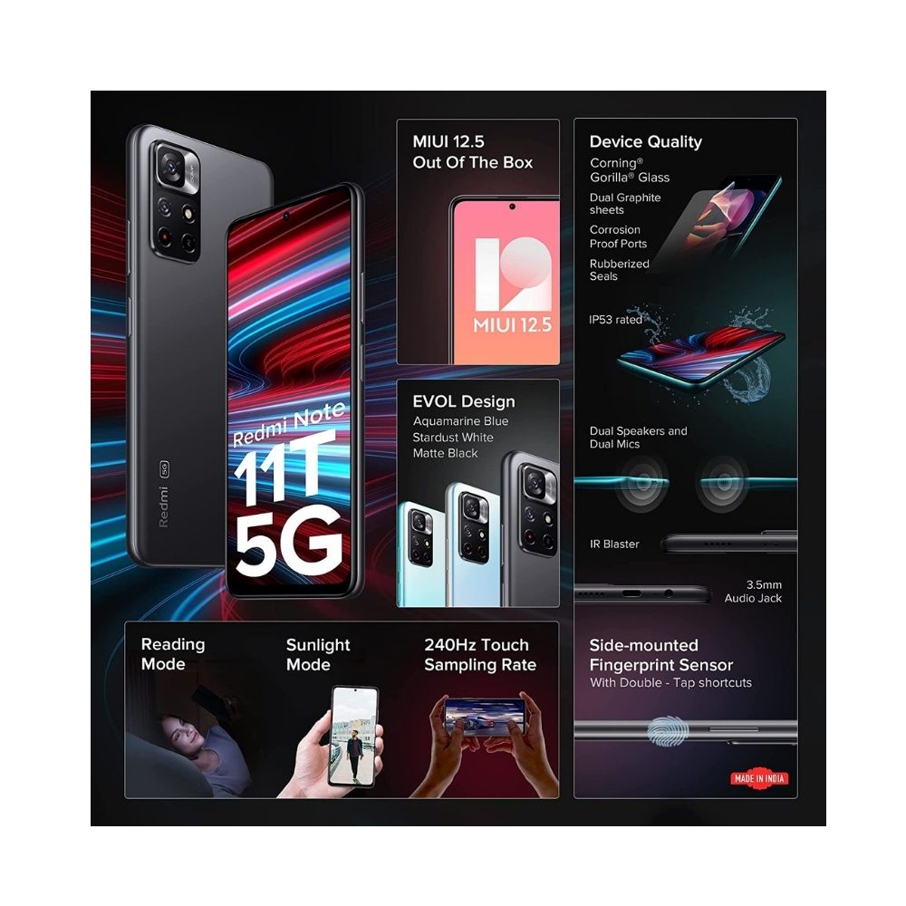 Redmi Note 11T 5G (Matte Black 6GB RAM 64GB ROM)