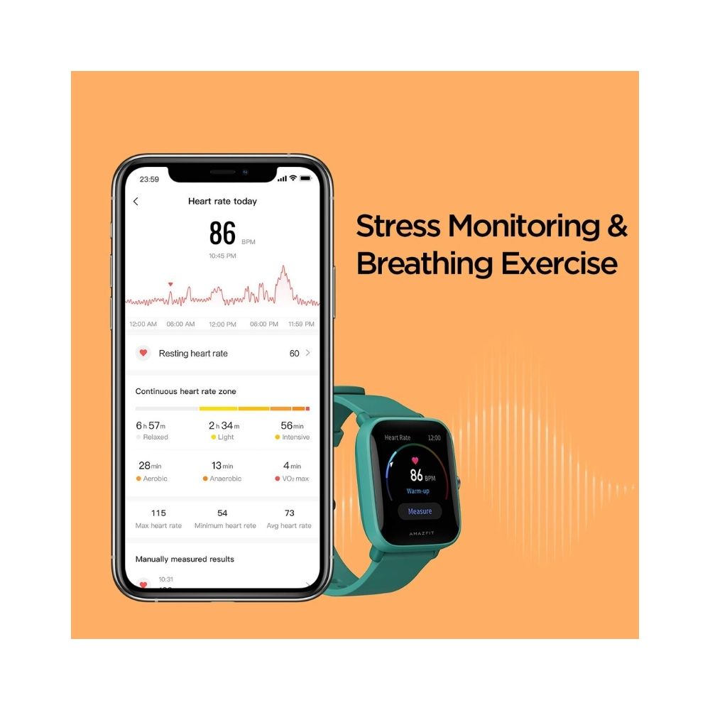 Amazfit Bip U Pro Smartwatch (Green Strap, Regular)