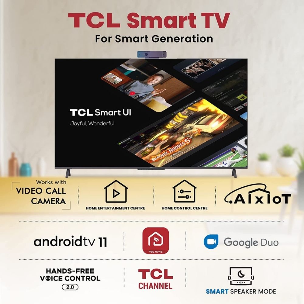TCL 138.7 cm (55 inches) 4K Ultra HD Certified Android Smart QLED TV 55C725 (Black) (2021 Model) | With Video Call Camera