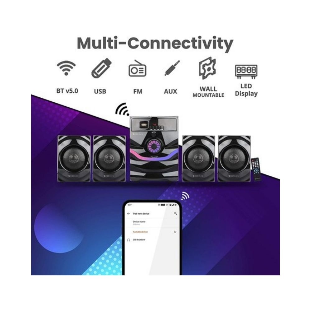 Zebronics Zeb-Rainbow 20 W Bluetooth Home Theatre (Black, 4.1 Channel)