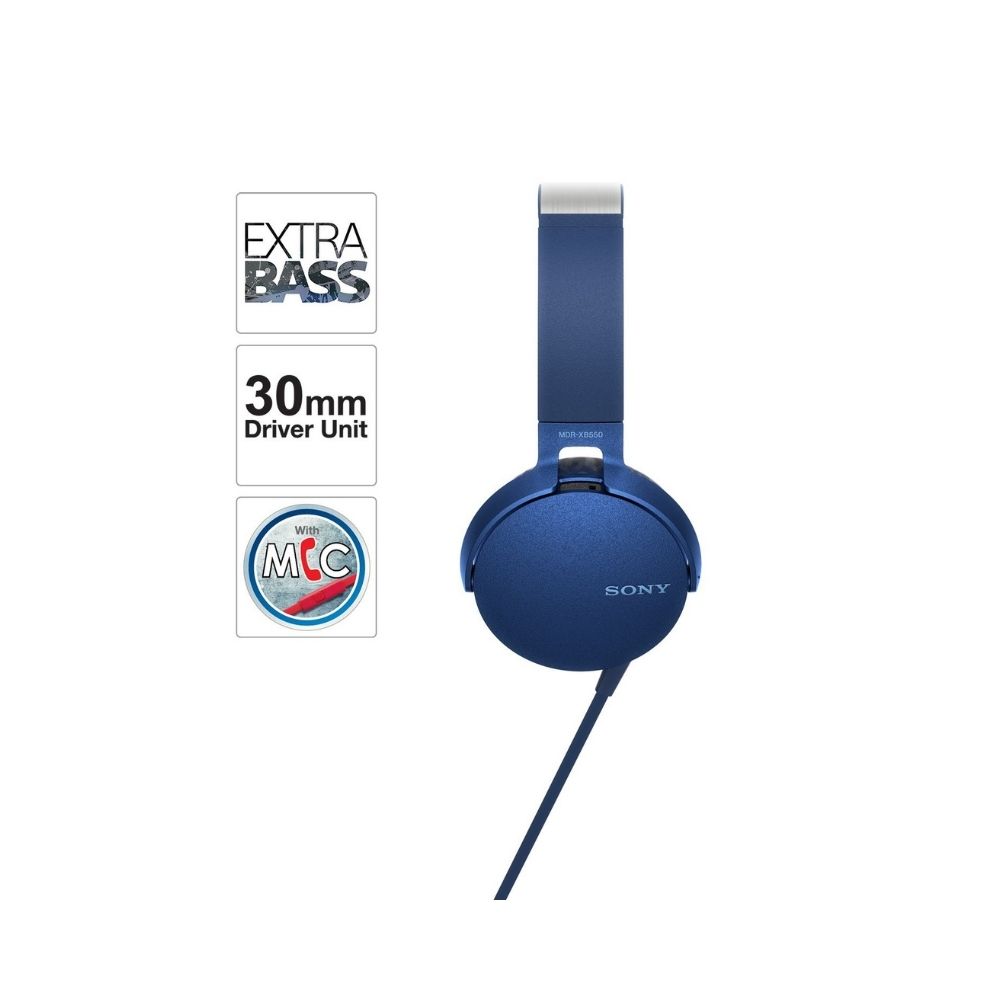 Sony MDR-XB550AP Wired Extra Bass On-Ear Headphones with Tangle Free Cable, 3.5mm Jack, Headset