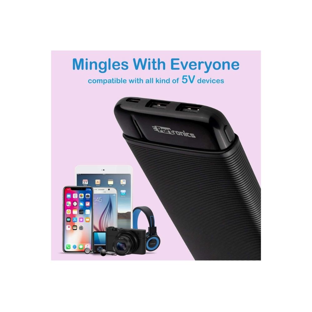 Portronics Power PRO 10K 10000mAh Power Bank with Dual Output Emergency Mobile Charger(Black)
