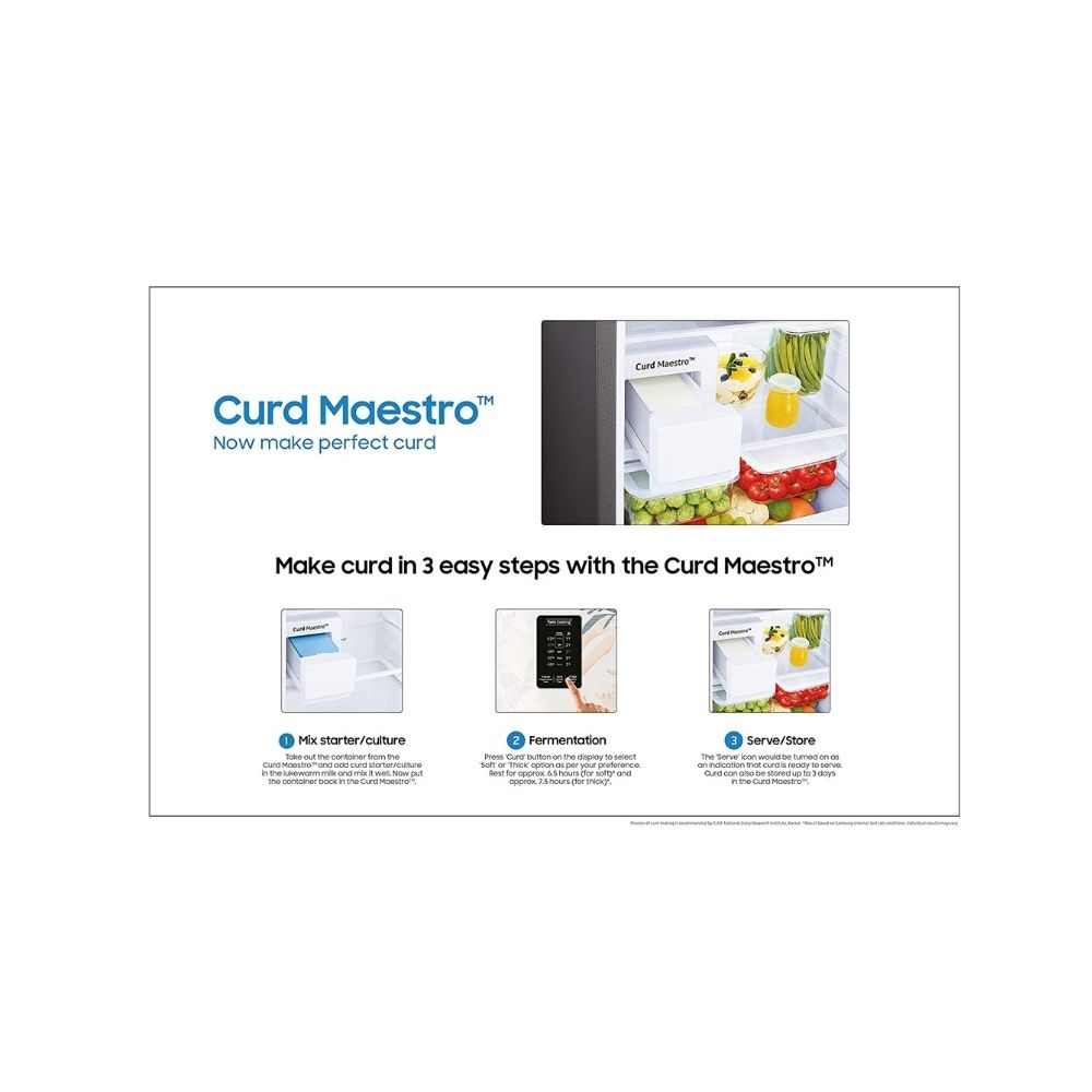 Samsung 314 L 2 Star Inverter Frost-Free Double Door Refrigerator (RT34T4632NV/HL, Wave Steel, Convertible)