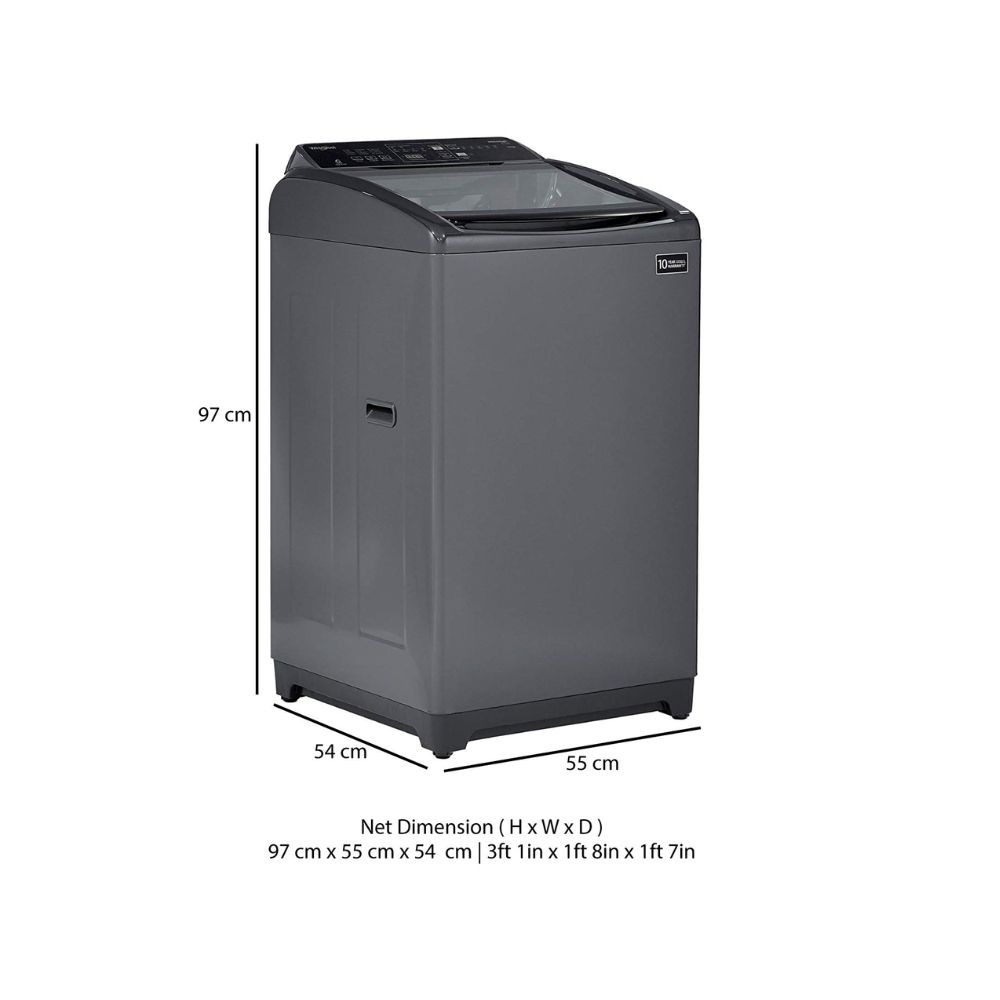 Whirlpool 7.5 Kg 5 Star Fully-Automatic Top Loading Washing Machine (WHITEMAGIC ELITE 7.5, Grey, Hard Water Wash)