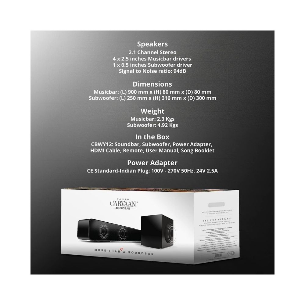 Saregama Carvaan Soundbar CBWY121 120W 2.1 channel
