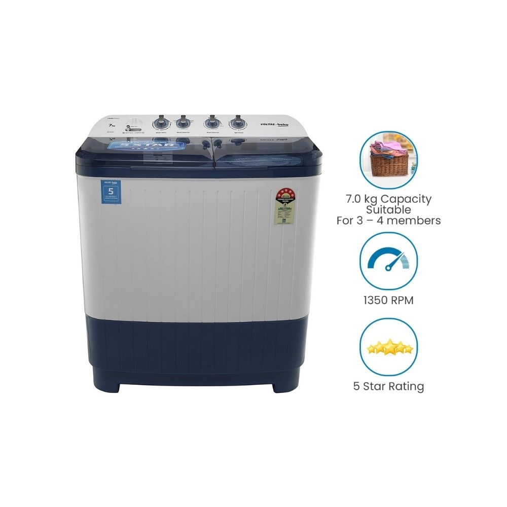 Voltas Beko 7 kg Semi Automatic Top Load White, Blue  (WTT70DBLT)