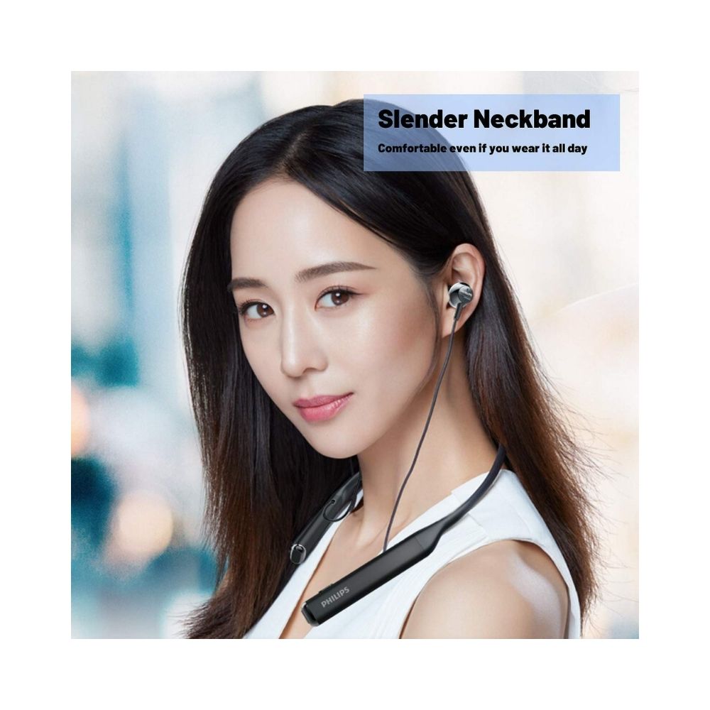 Philips Audios Performance TAPN402BK in-Ear Neckband Bluetooth Earphones with IPX4 Splash-Proof Design, Upto 14H Playtime, Built-in Mic & Deep Bass (Black)