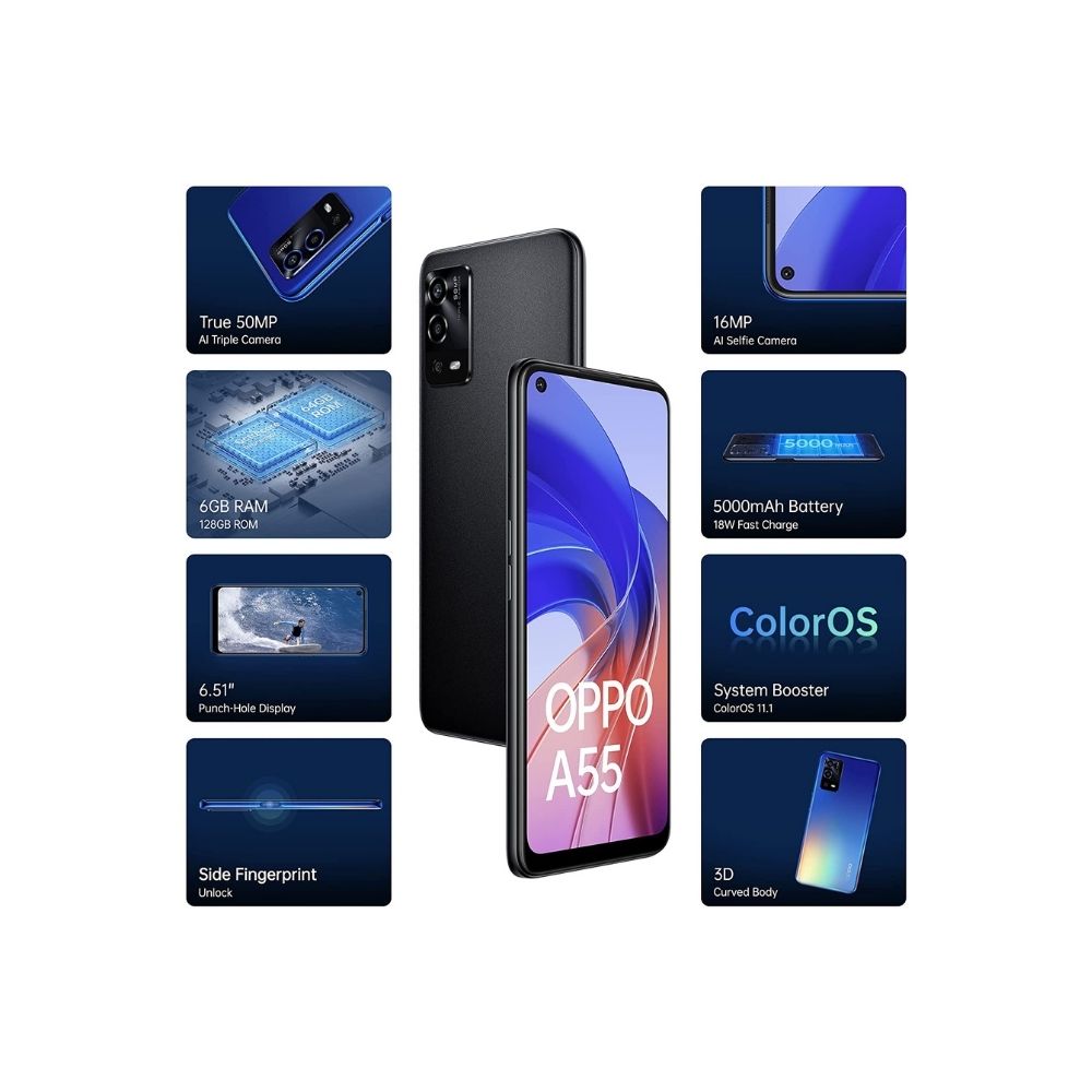 Oppo A55 (Starry Black, 6 GB) (128 GB RAM)