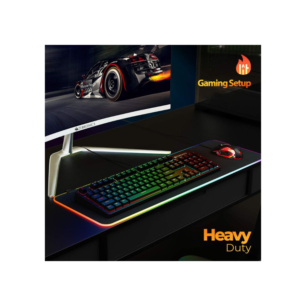 Zebronics zeb-max plus v2 premium mechanical keyboard with 104 tactile switch keys, 2 step stand, (zeb-max plus v2)