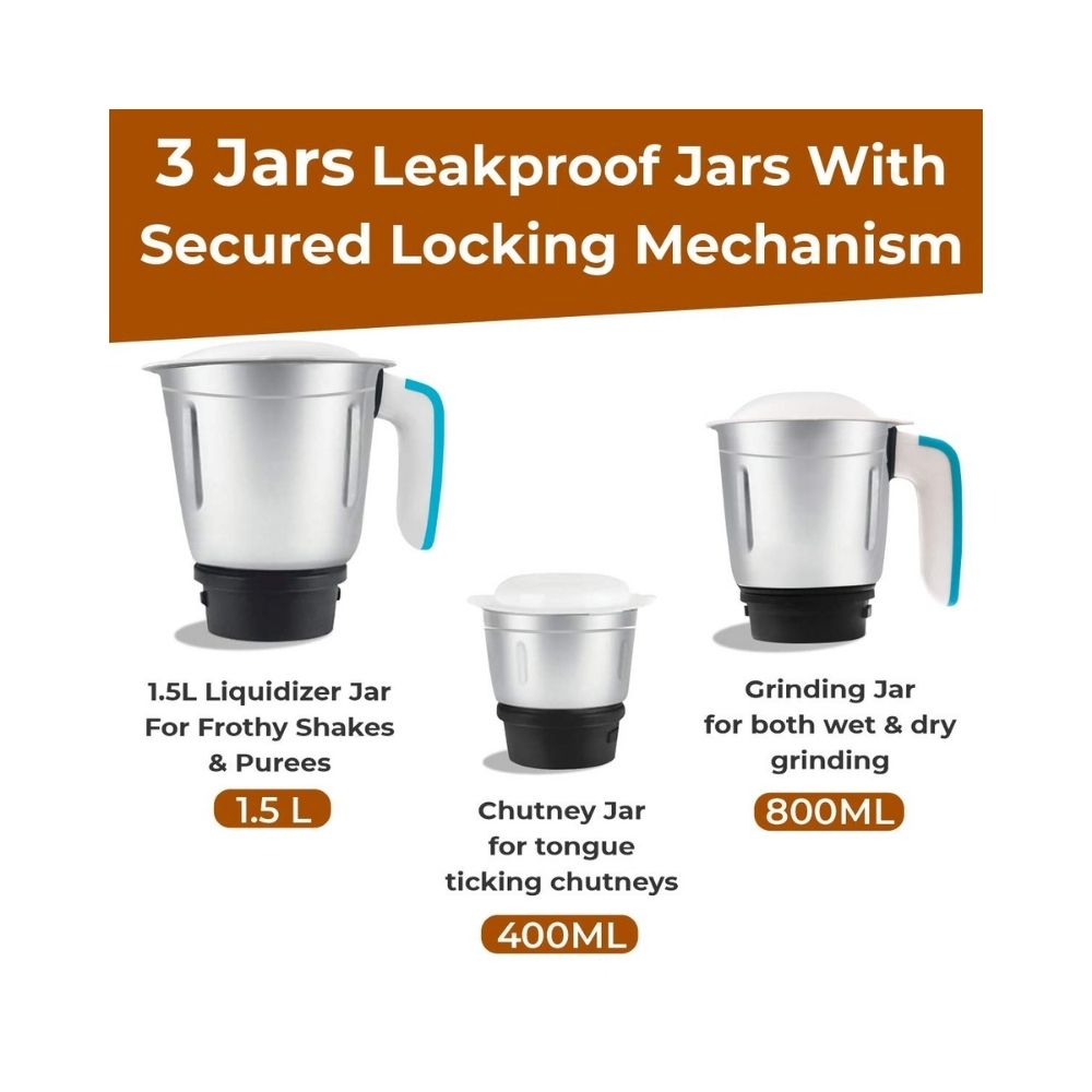 Inalsa Mixer Grinder 750W- Jazz Plus with 3 Stainless Steel Jars