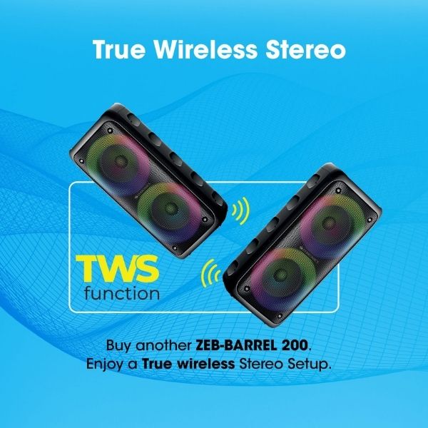 Zebronics Speaker Barrel 200 40 W Bluetooth PA Speaker (Black, Stereo Channel)