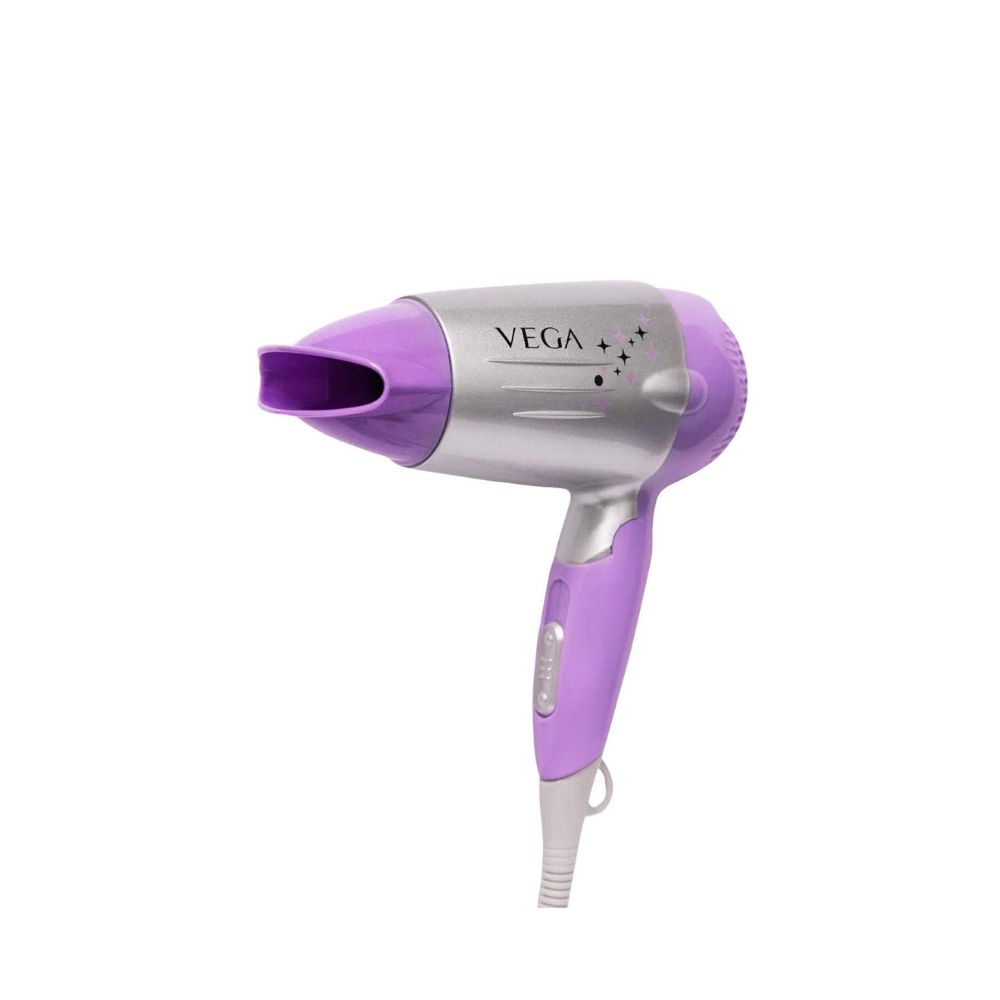 Vega Galaxy Foldable 1100 Watts Hair Dryer With Heat & Cool Setting And Detachable Nozzle (VHDH-06)-Purple
