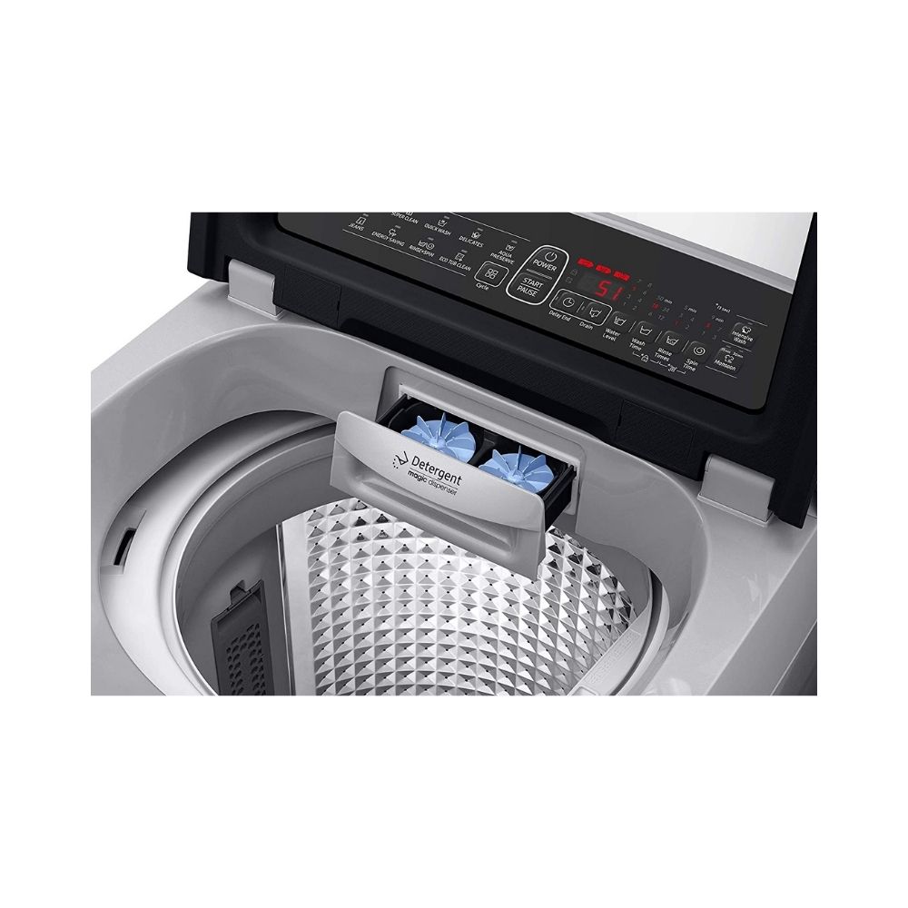 Samsung 6.5 Kg Inverter 5 starFully-Automatic Top Loading Washing Machine (WA65N4261SS/TL, Imperial Silver, Wobble technology)