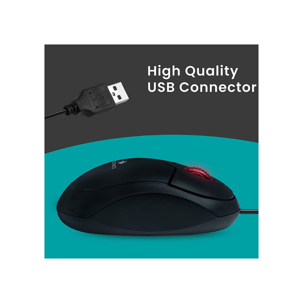 Zebronics Zeb-Rise Wired USB Optical Mouse with 3 Buttons (Black)