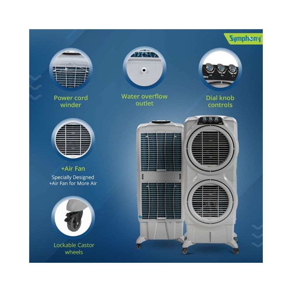 Symphony Sumo 75 XL DD Desert Air Cooler - 75-litres, Grey